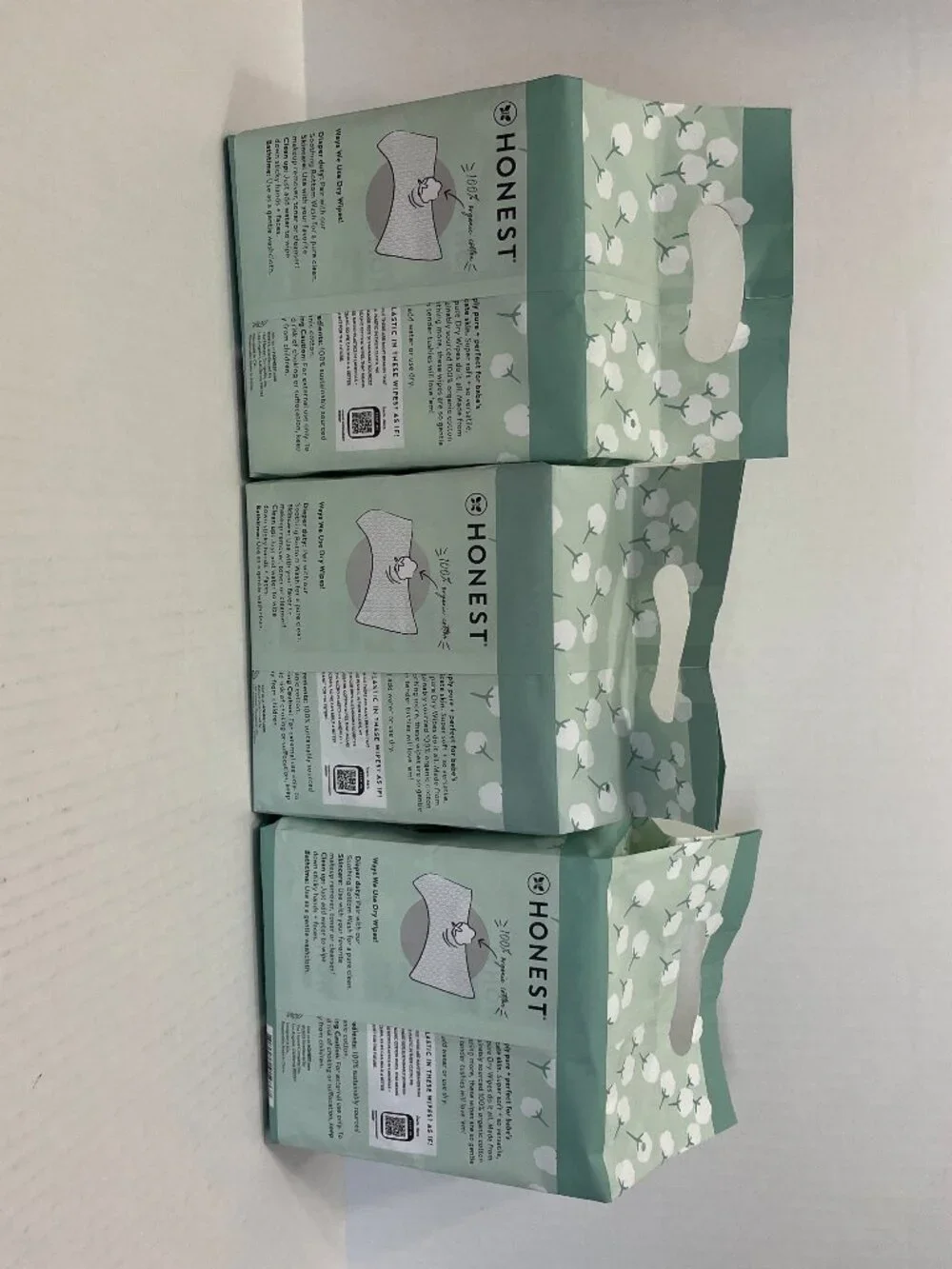 Honest Company 100% Organic Cotton DRY Wipes Multi-Use 192 ct x3 = 576 wipes